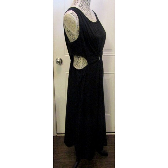 Deep Self Maxi Dress Black Crewneck O Ring Cutout Sundress NWT Womens Size L - Picture 6 of 8